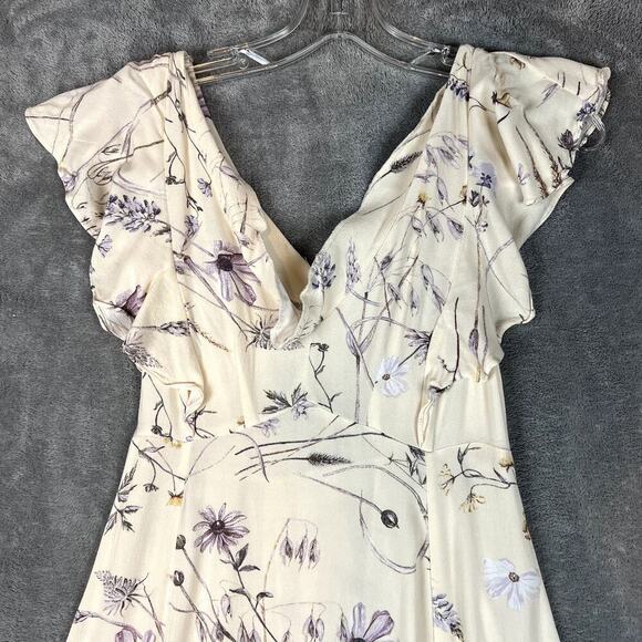 H&M Maxi Dress Women's XS White Floral Flounce Coquette Fairycore Whimsical - Picture 2 of 8